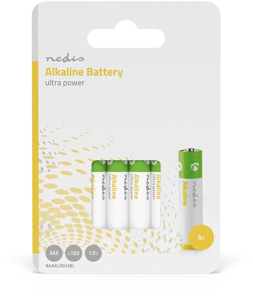 Nedis AAA Alkaline Batterijen 1.5V - 4 Stuks