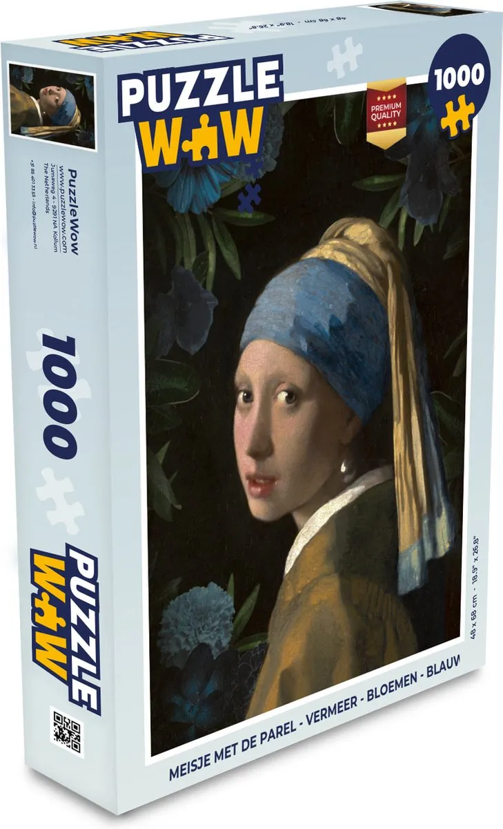 PuzzleWow Vermeer Meisje met de parel Legpuzzel 1000 Stuks - Multicolor