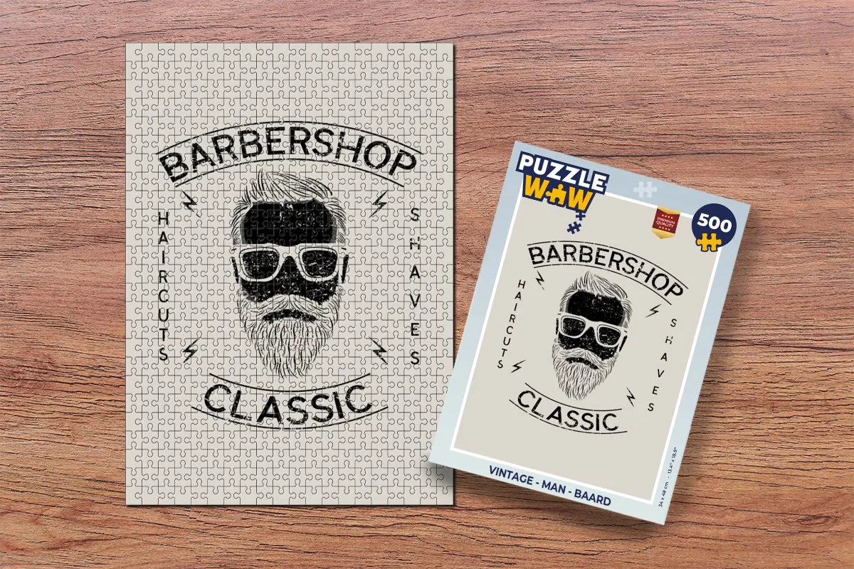 PuzzleWow Vintage Man Baard Legpuzzel 500 Stuks - Multicolor
