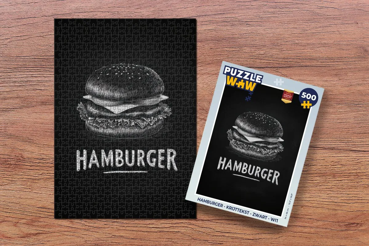 PuzzleWow Hamburger Legpuzzel 500 Stuks - Krijttekst