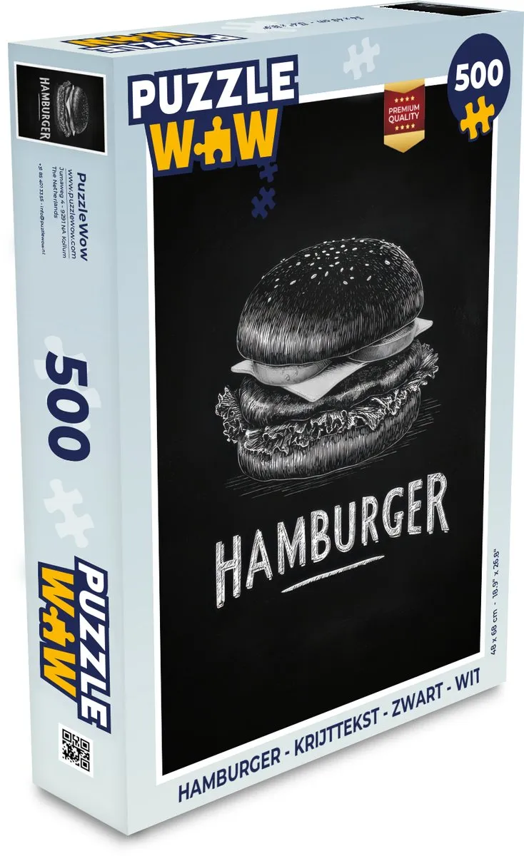 PuzzleWow Hamburger Legpuzzel 500 Stuks - Krijttekst