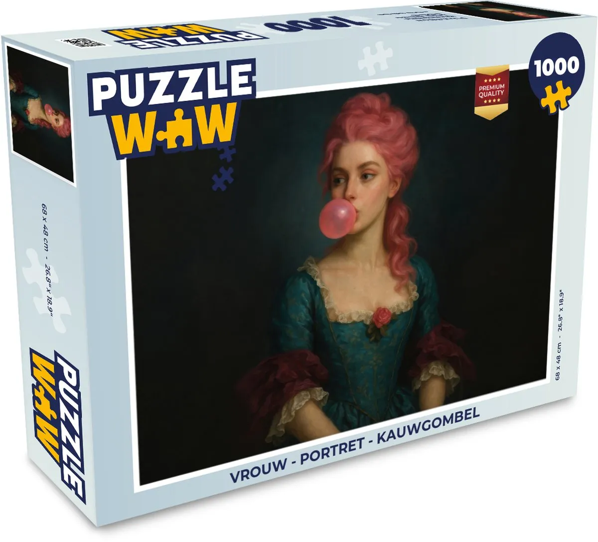 PuzzleWow Legpuzzel 1000 Stuks - Vrouw Portret Kauwgombel