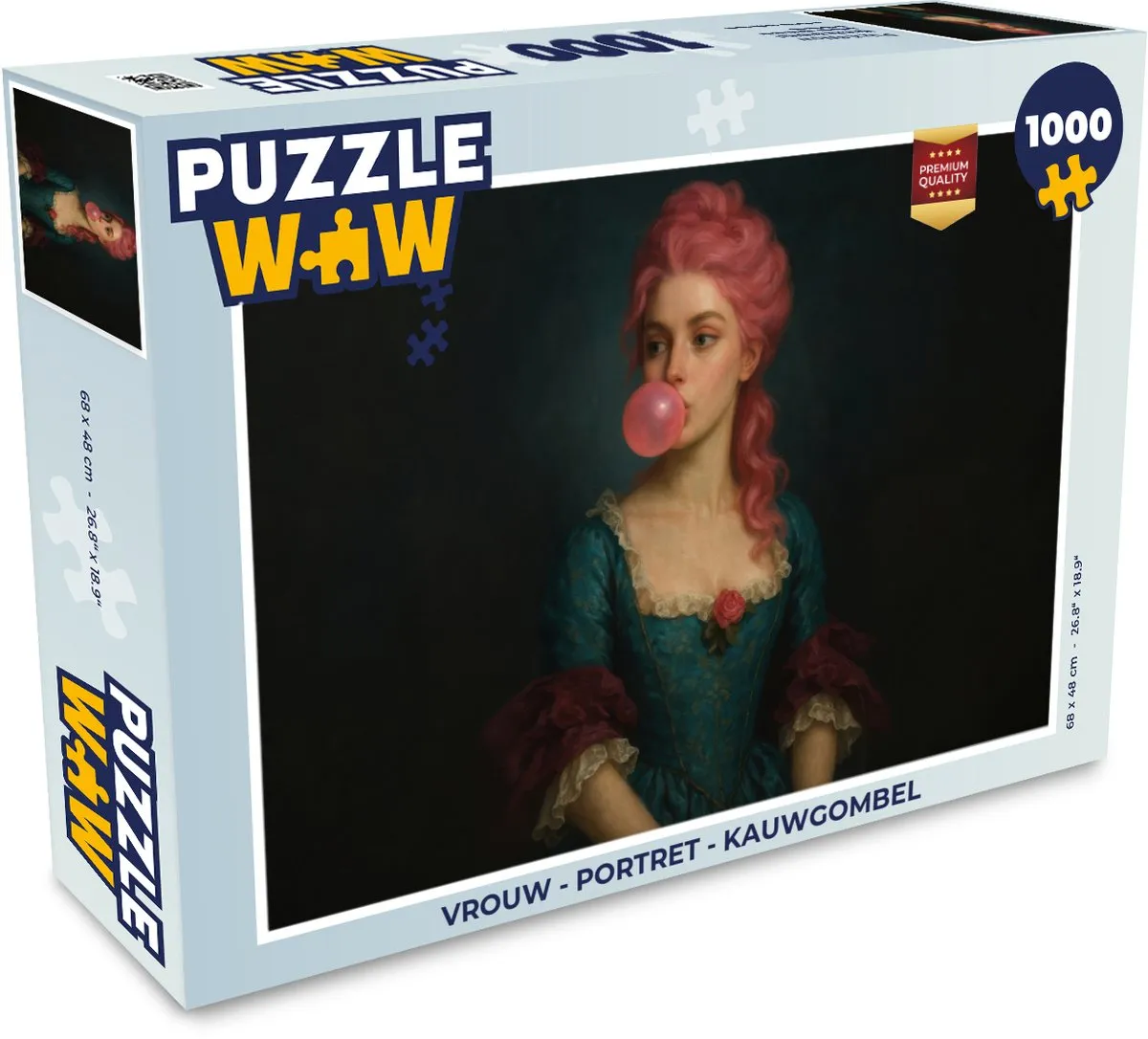 PuzzleWow Legpuzzel 1000 Stuks - Vrouw Portret Kauwgombel