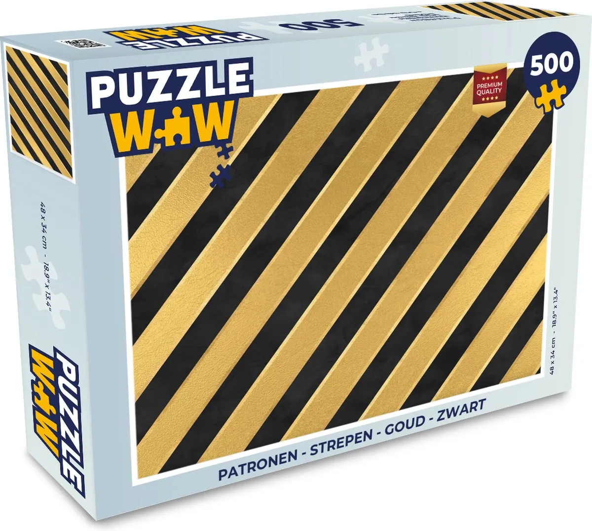 PuzzleWow Legpuzzel 500 Stuks - Strepen Goud/Zwart - 7435038118138
