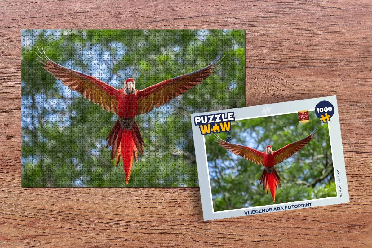 PuzzleWow Vliegende Ara Legpuzzel 1000 Stuks - Multicolor