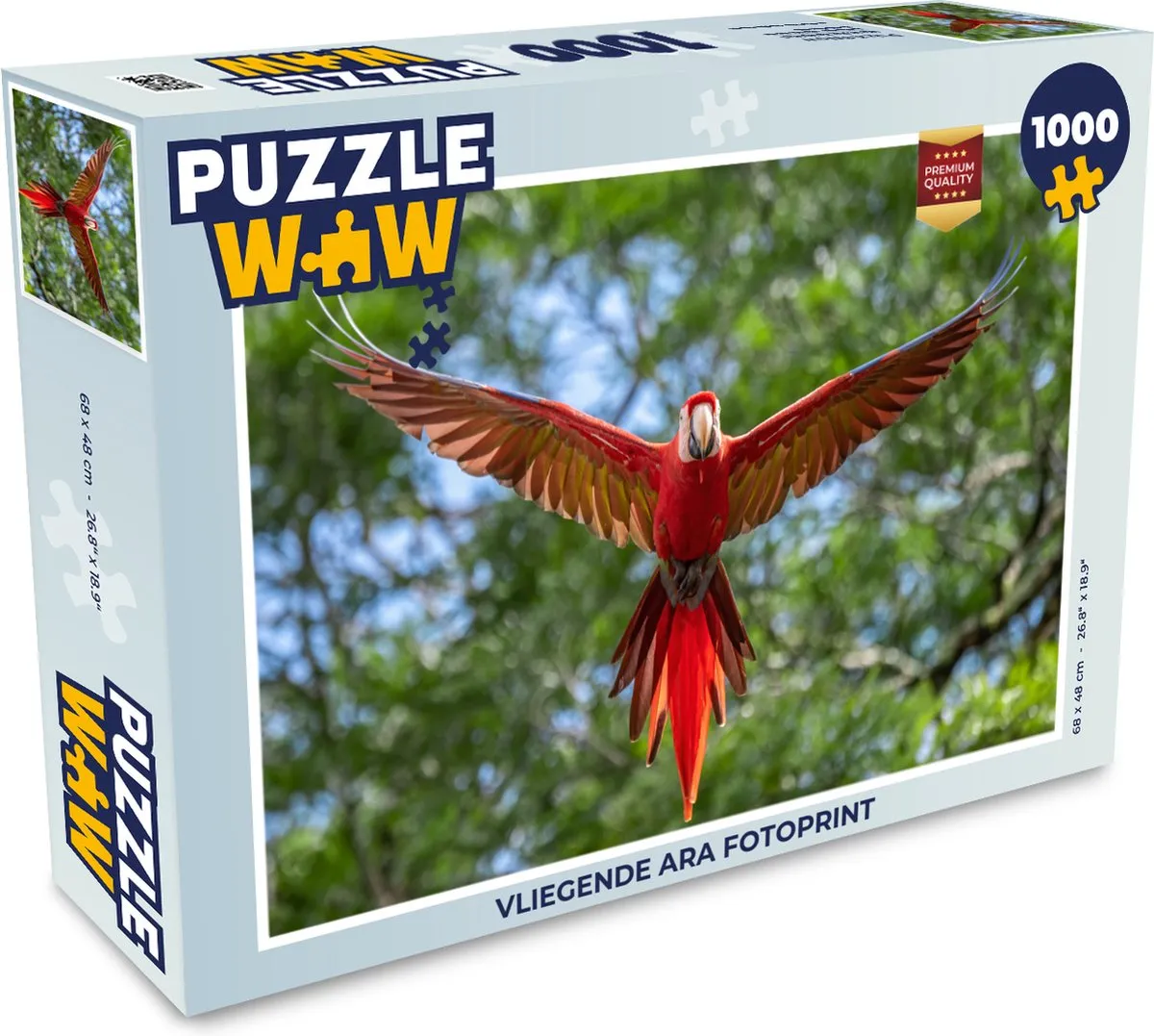 PuzzleWow Vliegende Ara Legpuzzel 1000 Stuks - Multicolor