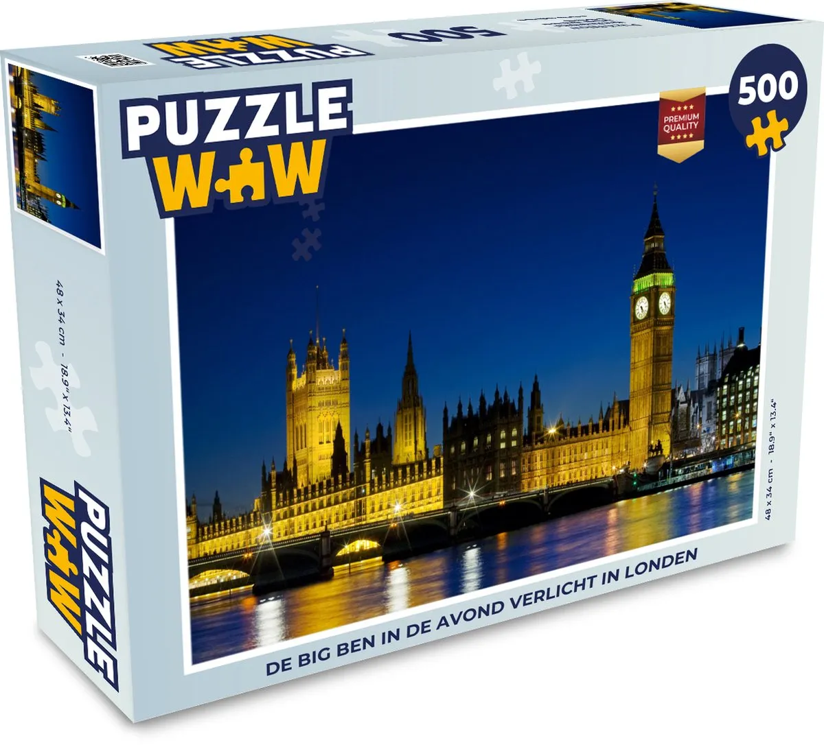 PuzzleWow Legpuzzel De Big Ben Avond Londen 500 Stuks - Multicolor