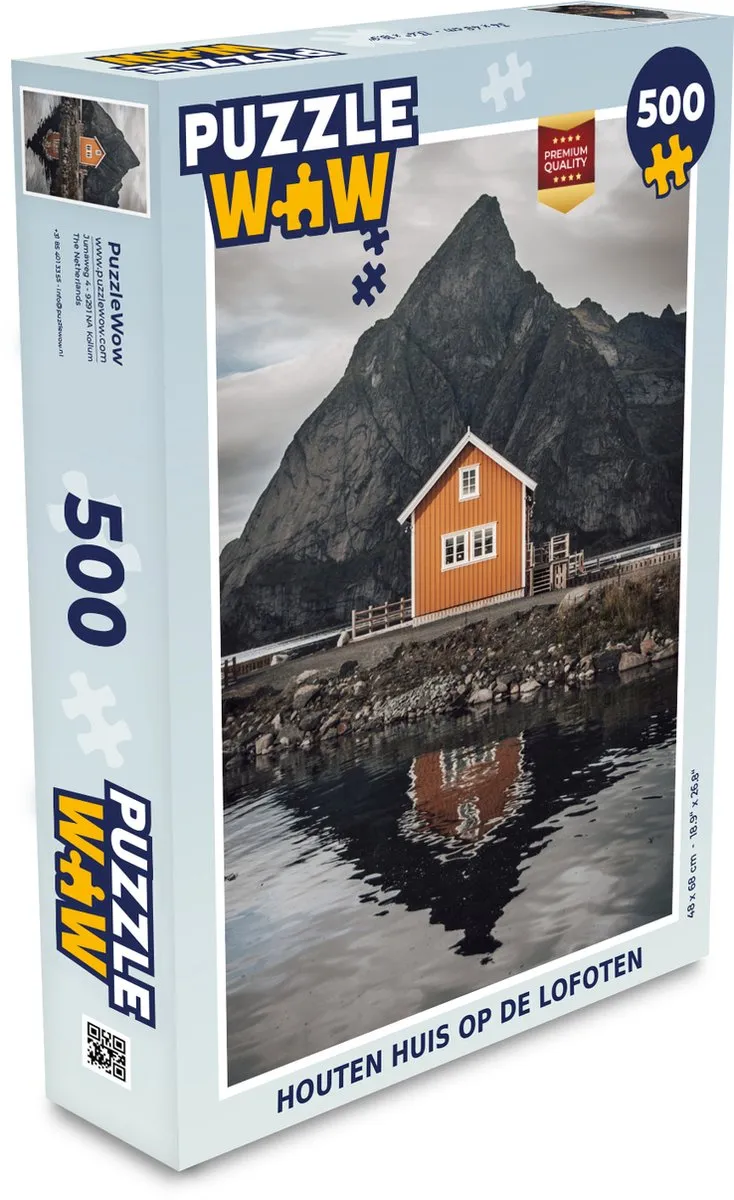 PuzzleWow Houten Huis op de Lofoten Legpuzzel 500 Stuks