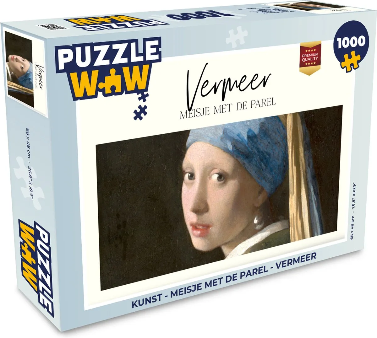 PuzzleWow Vermeer Meisje met de parel Legpuzzel 1000 Stuks - Multicolor