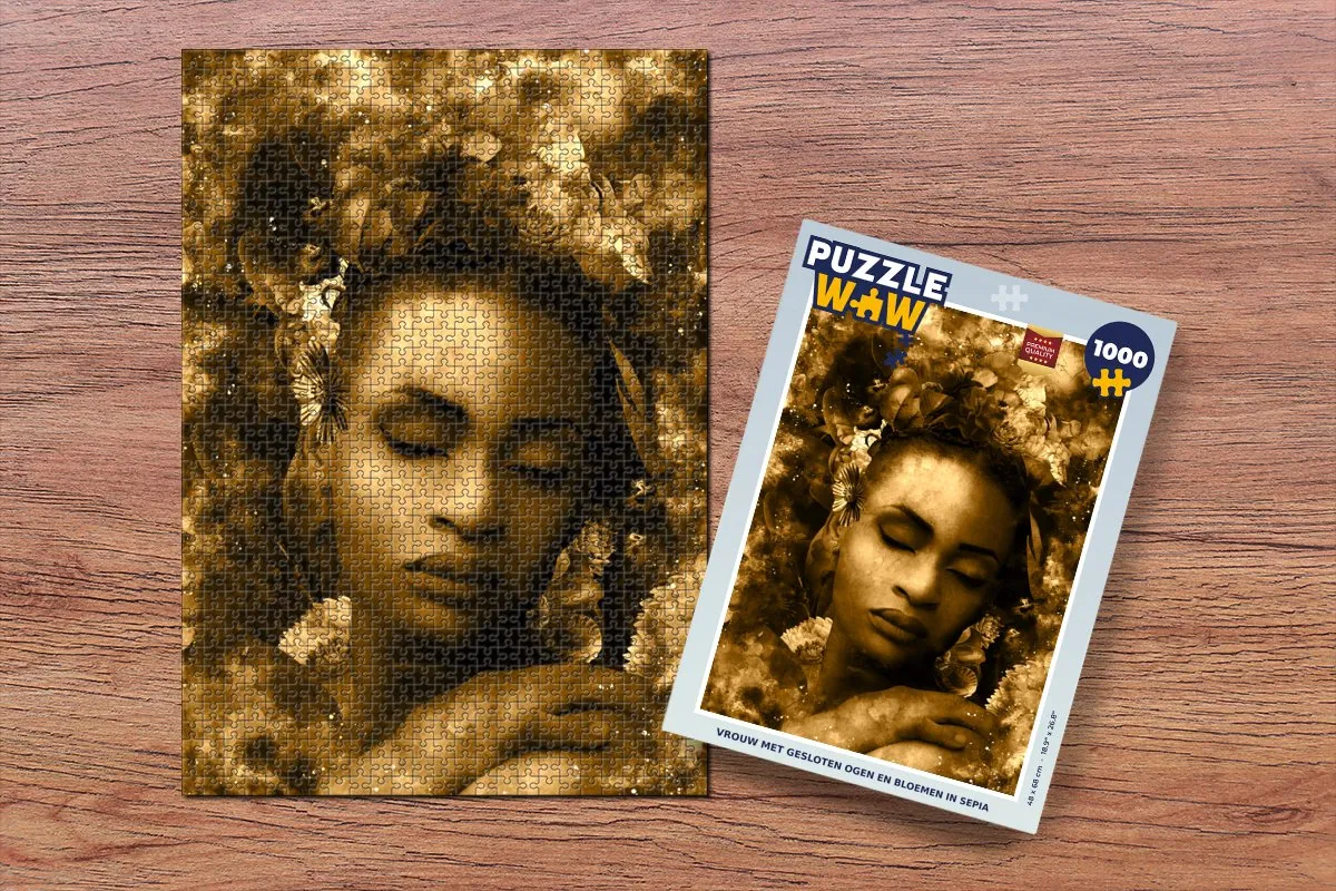 PuzzleWow Bloemen Sepia Legpuzzel 1000 Stuks