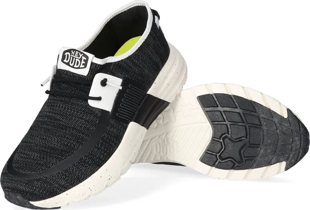 HEYDUDE Sirocco Sport Mode Heren Sneakers 43 - Zwart/Wit - afbeelding 6 van 6