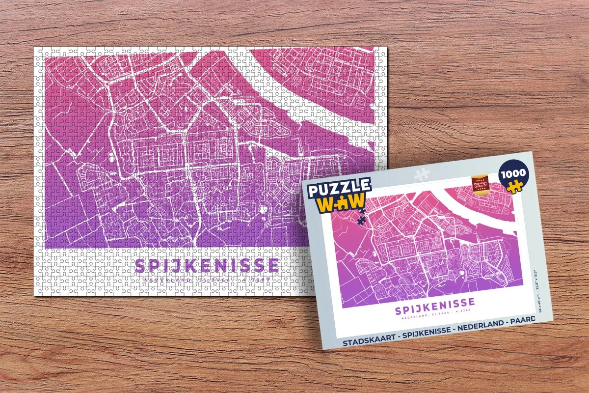 PuzzleWow Stadskaart Spijkenisse Paard Legpuzzel 1000 Stuks - Multicolor