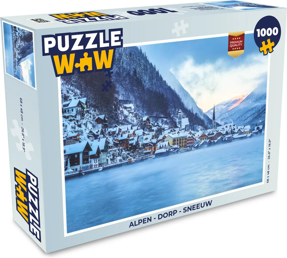 PuzzleWow Alpen Dorp Sneeuw Legpuzzel 1000 Stuks - Multicolor