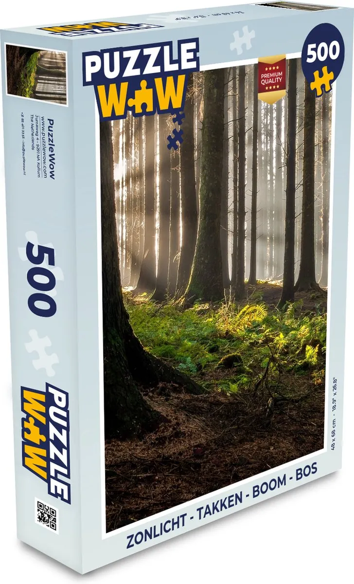 PuzzleWow Legpuzzel Zon Takken Bomen Bos Natuur 500 Stuks - Multicolor