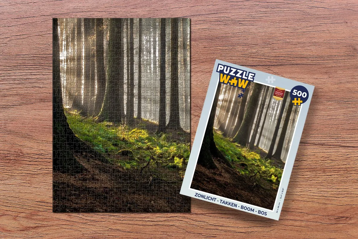 PuzzleWow Legpuzzel Zon Takken Bomen Bos Natuur 500 Stuks - Multicolor
