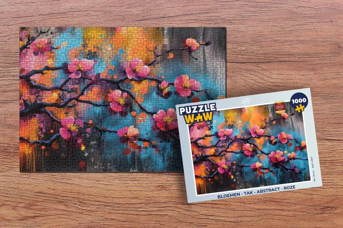 PuzzleWow Bloemen Tak Abstract Legpuzzel 1000 Stuks - Roze