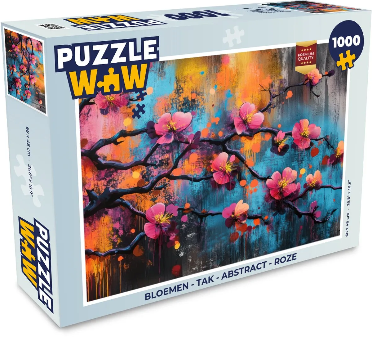PuzzleWow Bloemen Tak Abstract Legpuzzel 1000 Stuks - Roze