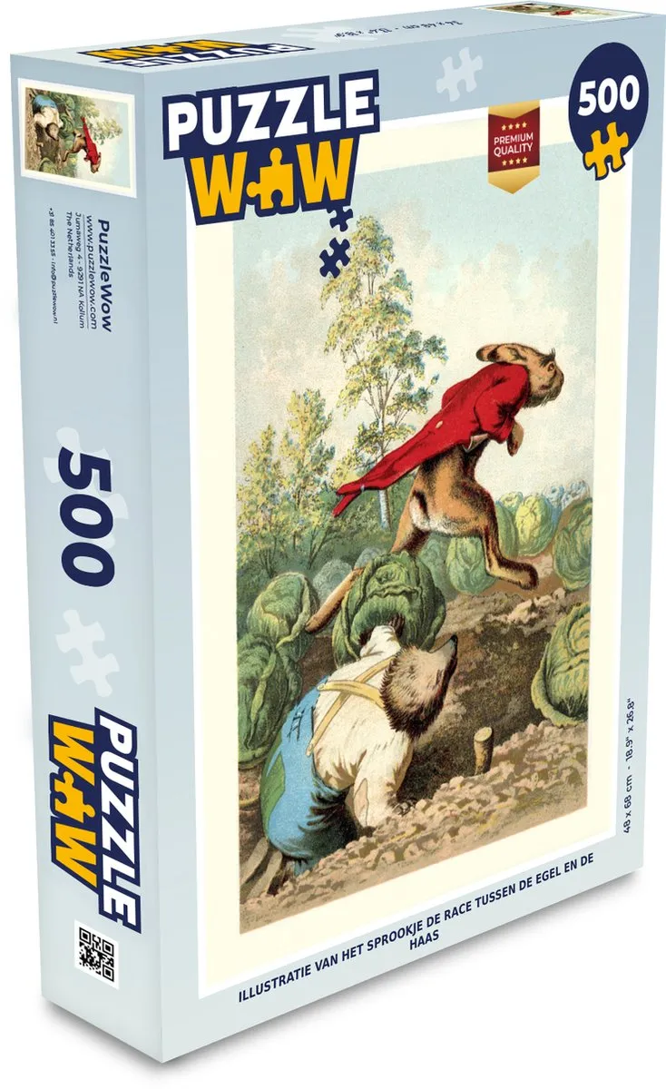 PuzzleWow Legpuzzel De Race tussen de Egel en de Haas 500 Stuks - Multicolor