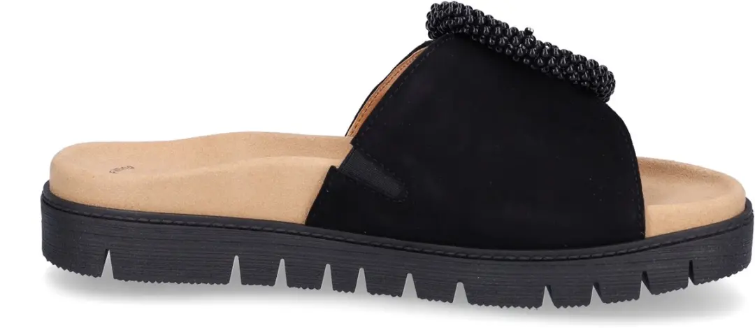 Gabor Dames Sandalen Slides 37 - Zwart Suede - afbeelding 3 van 6