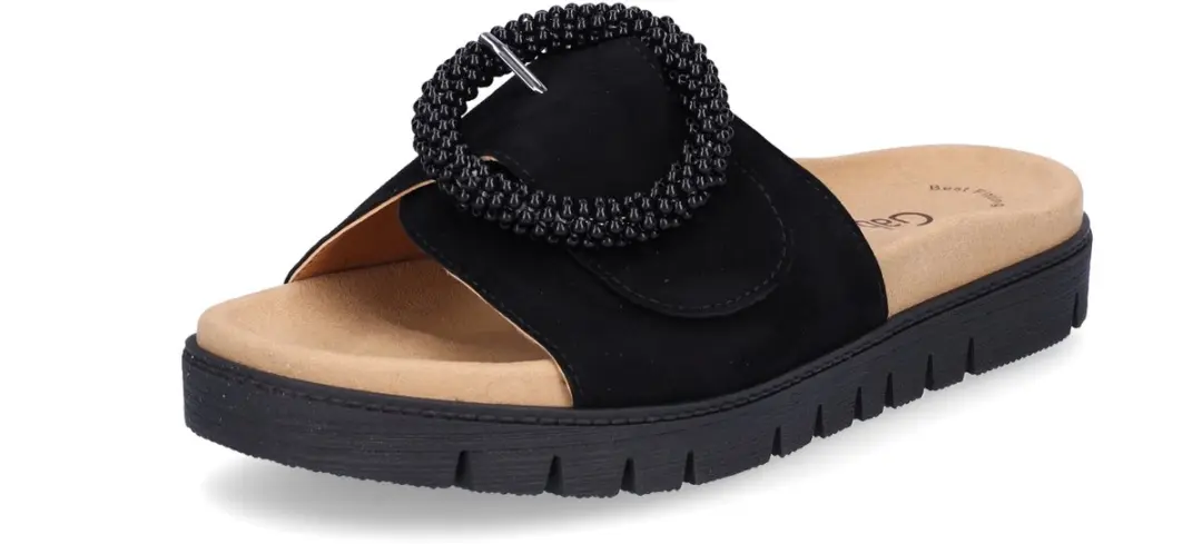Gabor Dames Sandalen Slides 37 - Zwart Suede - afbeelding 2 van 6