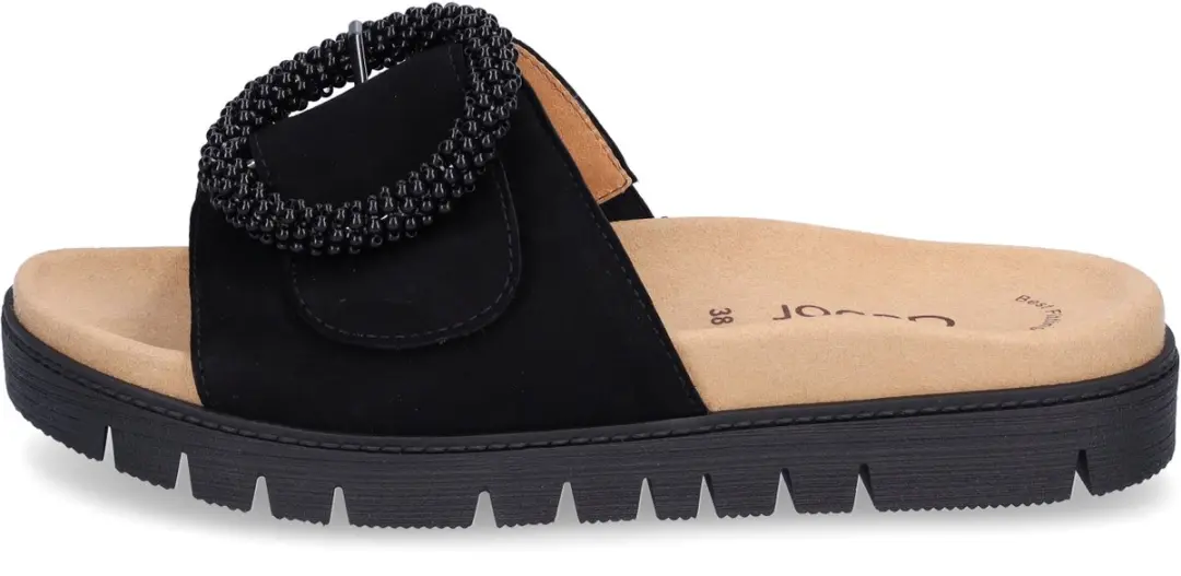 Gabor Dames Sandalen Slides 37 - Zwart Suede - afbeelding 4 van 6