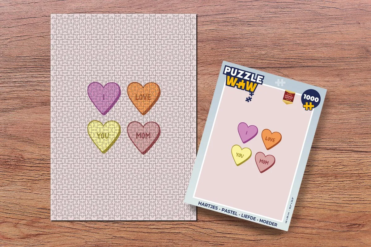 PuzzleWow Hartjes Puzzel 1000 Stuks - Pastel