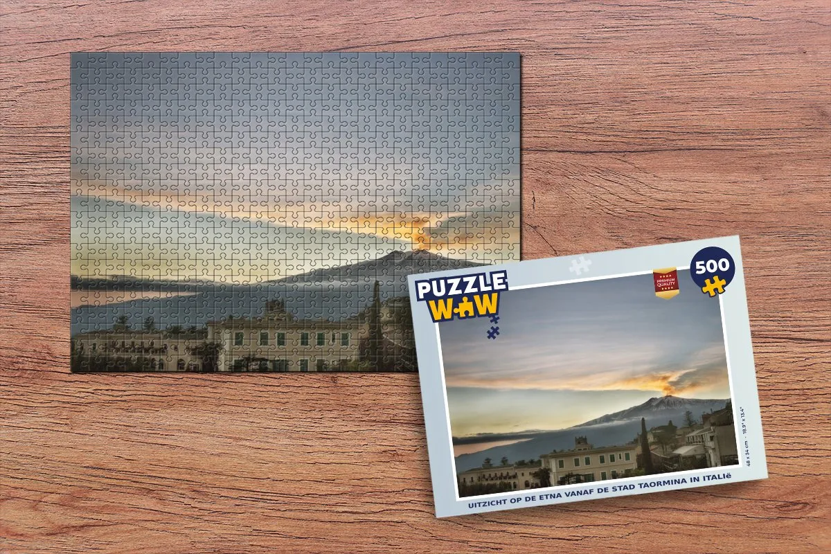 PuzzleWow Legpuzzel 500 Stuks - Uitzicht Taormina Etna Multicolor