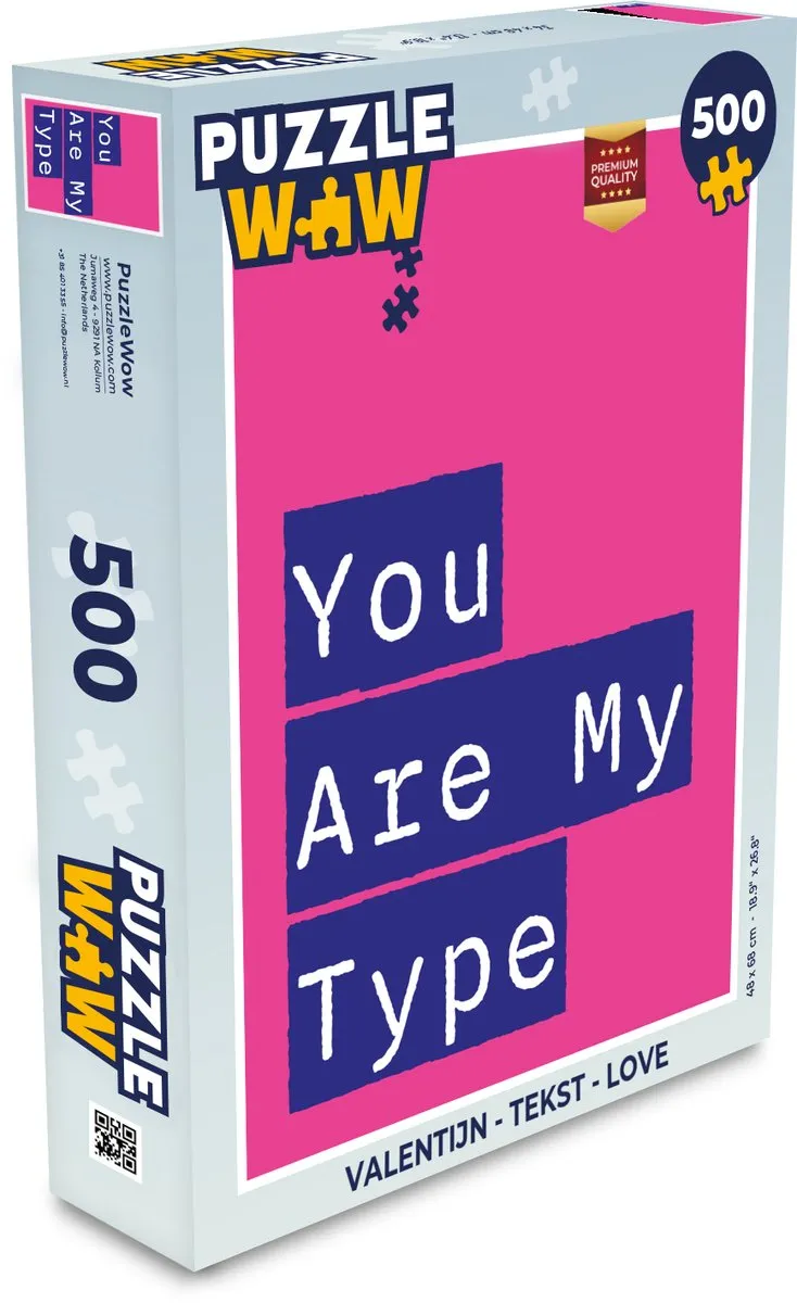 PuzzleWow Valentijn Love Legpuzzel 500 Stuks - Roze/Blauw