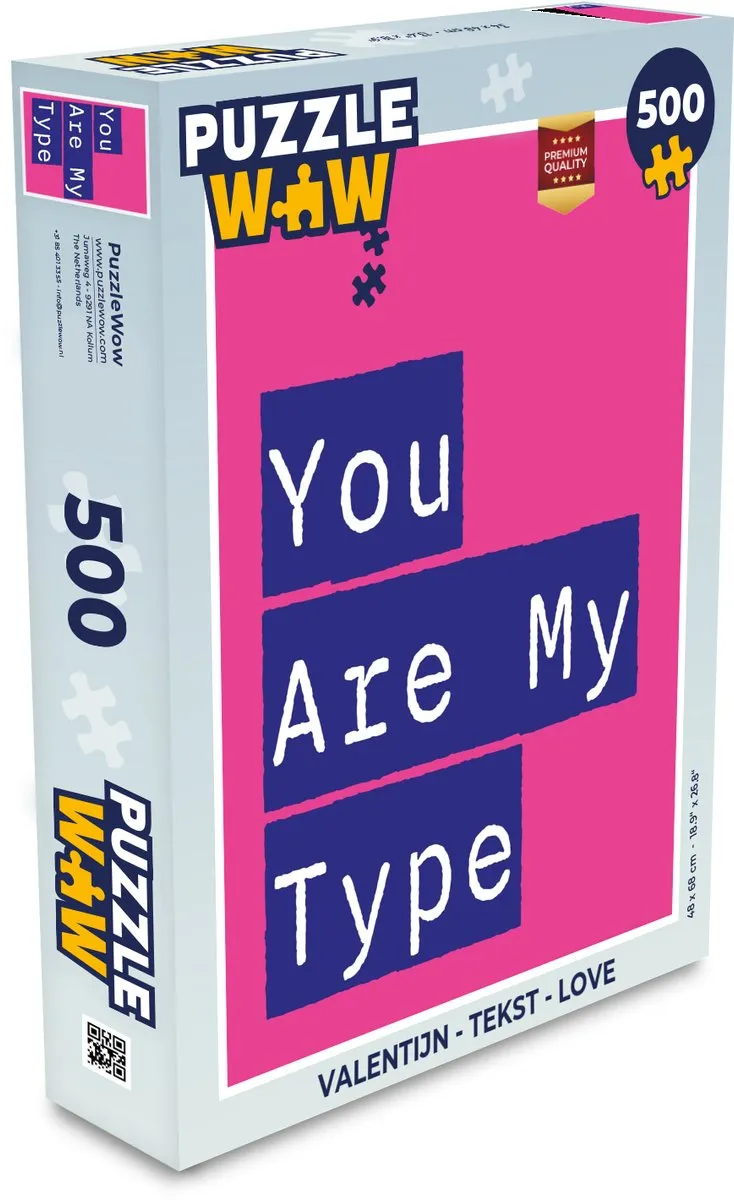 PuzzleWow Valentijn Love Legpuzzel 500 Stuks - Roze/Blauw