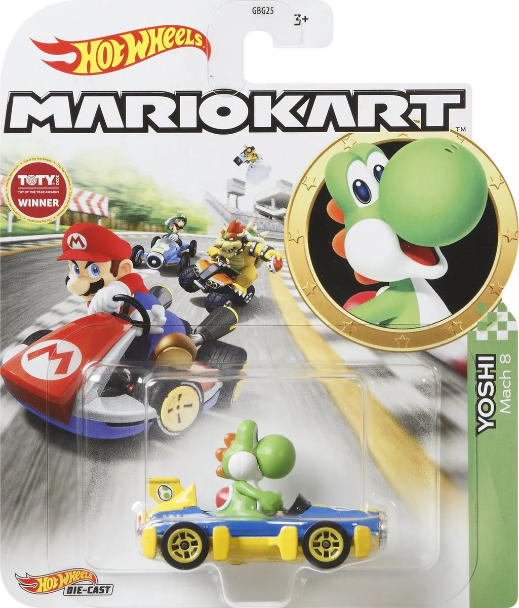 Hot Wheels Mario Kart YOSHI MACH 8 Racewagen GLP39 - Meerkleurig