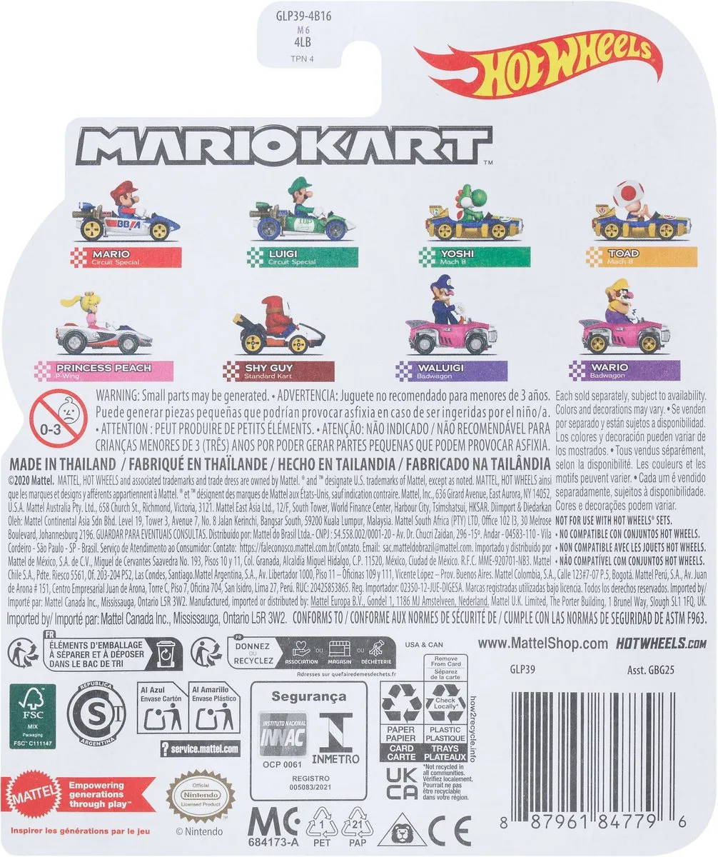Hot Wheels Mario Kart YOSHI MACH 8 Racewagen GLP39 - Meerkleurig