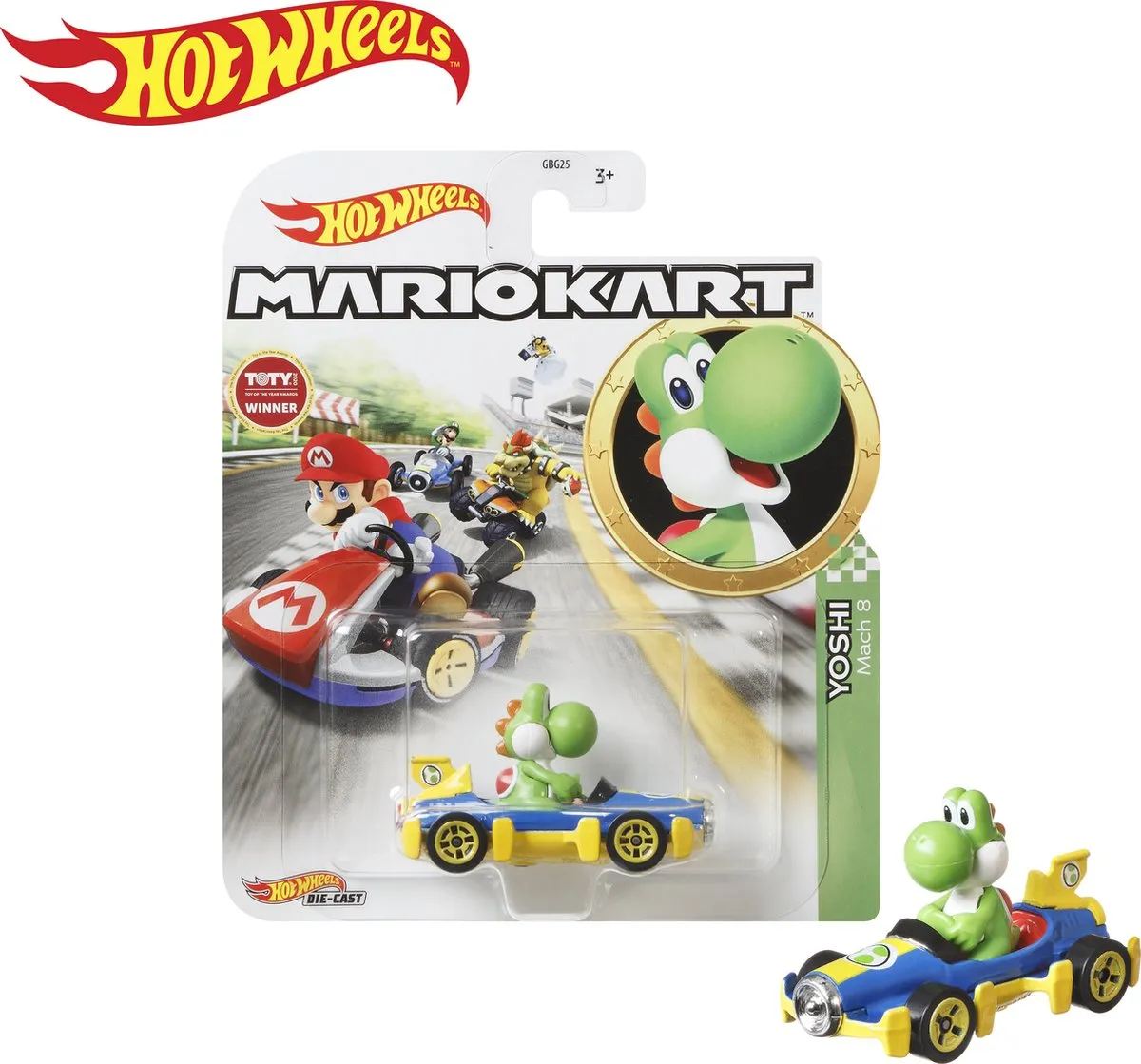 Hot Wheels Mario Kart YOSHI MACH 8 Racewagen GLP39 - Meerkleurig