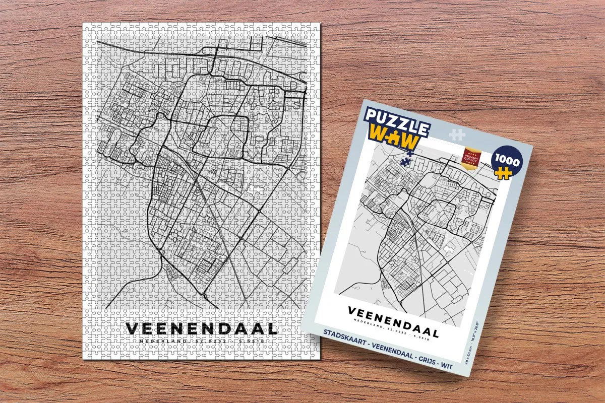 PuzzleWow Stadskaart Veenendaal Legpuzzel 1000 Stuks - Multicolor
