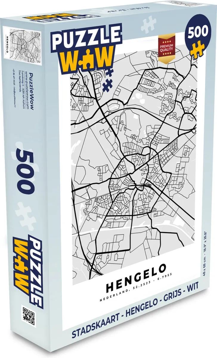 PuzzleWow Hengelo Legpuzzel 500 Stuks - Stadskaart