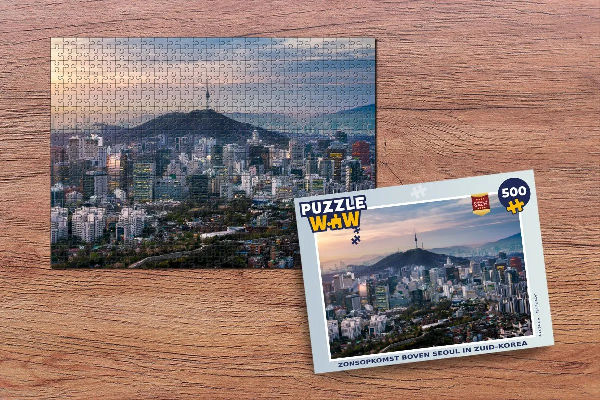 PuzzleWow Zonsopkomst boven Seoul Legpuzzel 500 Stuks - Multicolor