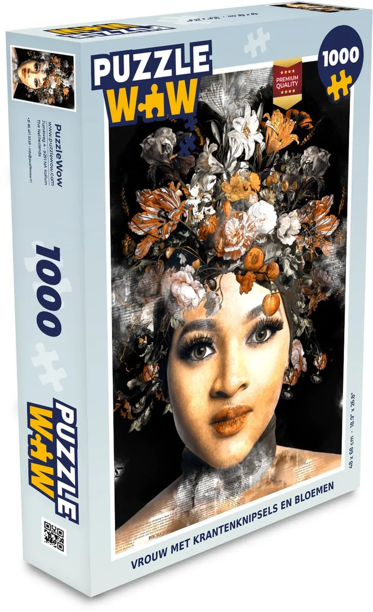 PuzzleWow Krant Bloemen Legpuzzel 1000 Stuks - Multicolor