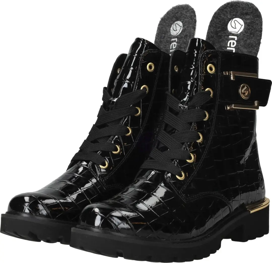 Remonte Veterboots D8683 - Zwart - Maat 39