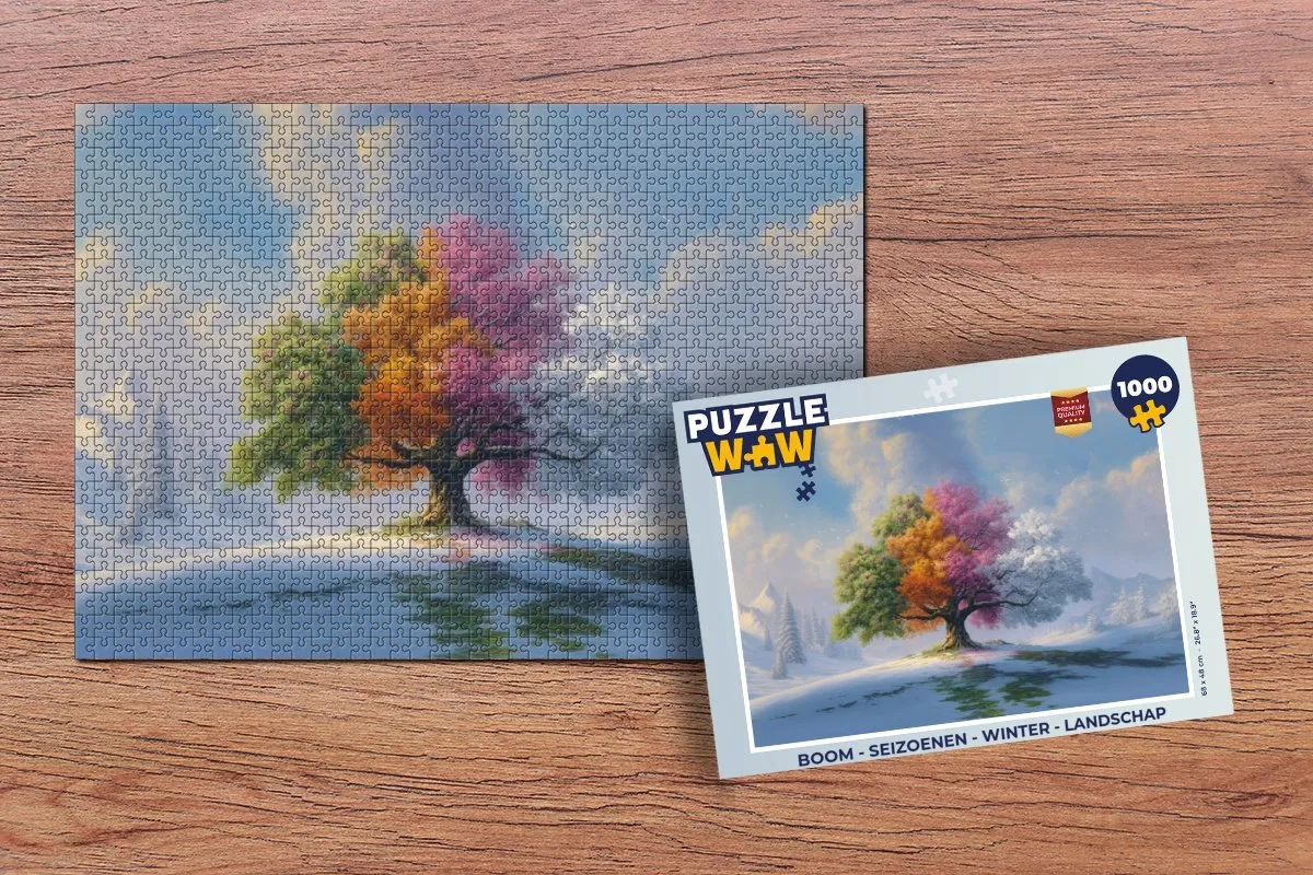 PuzzleWow Boom Seizoenen Winter Landschap Puzzel 1000 Stuks