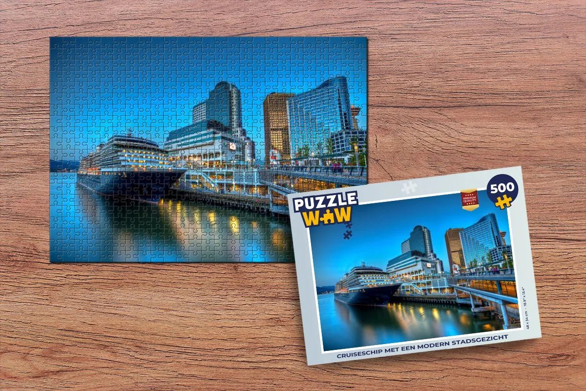 PuzzleWow Cruiseschip Stadsgezicht Legpuzzel 500 Stuks - Multicolor