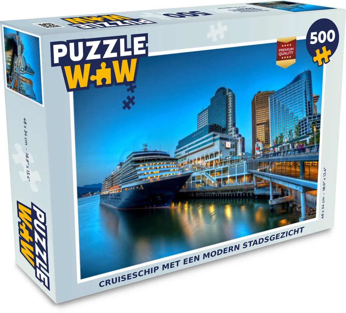 PuzzleWow Cruiseschip Stadsgezicht Legpuzzel 500 Stuks - Multicolor