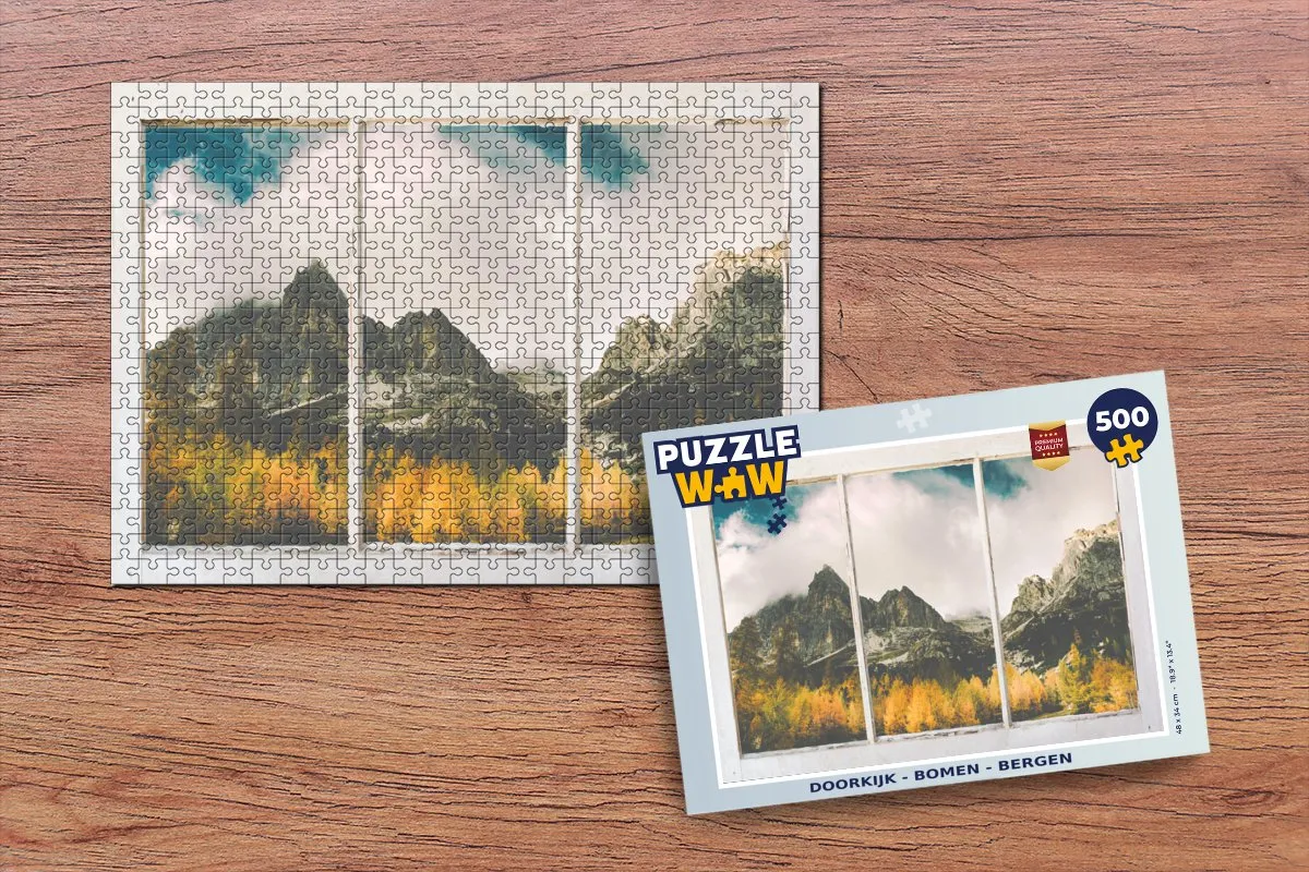 PuzzleWow Doorkijk Boom Berg Legpuzzel 500 Stuks - Multicolor
