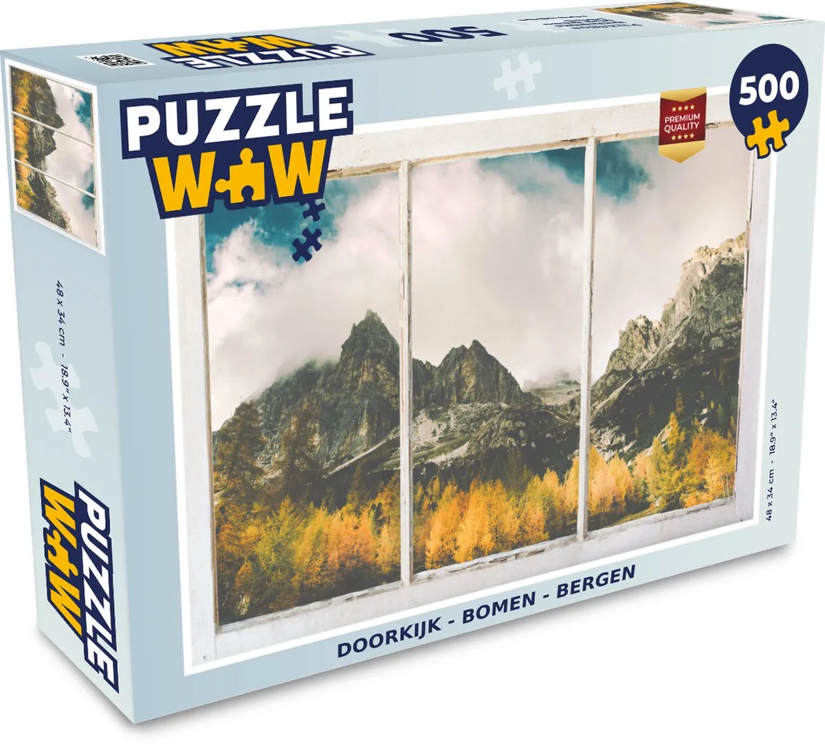 PuzzleWow Doorkijk Boom Berg Legpuzzel 500 Stuks - Multicolor