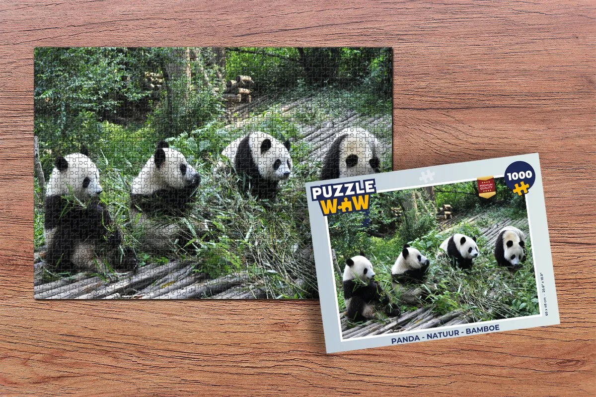 PuzzleWow Puzzel Panda Natuur Bamboe - 1000 Stuks - Multicolor