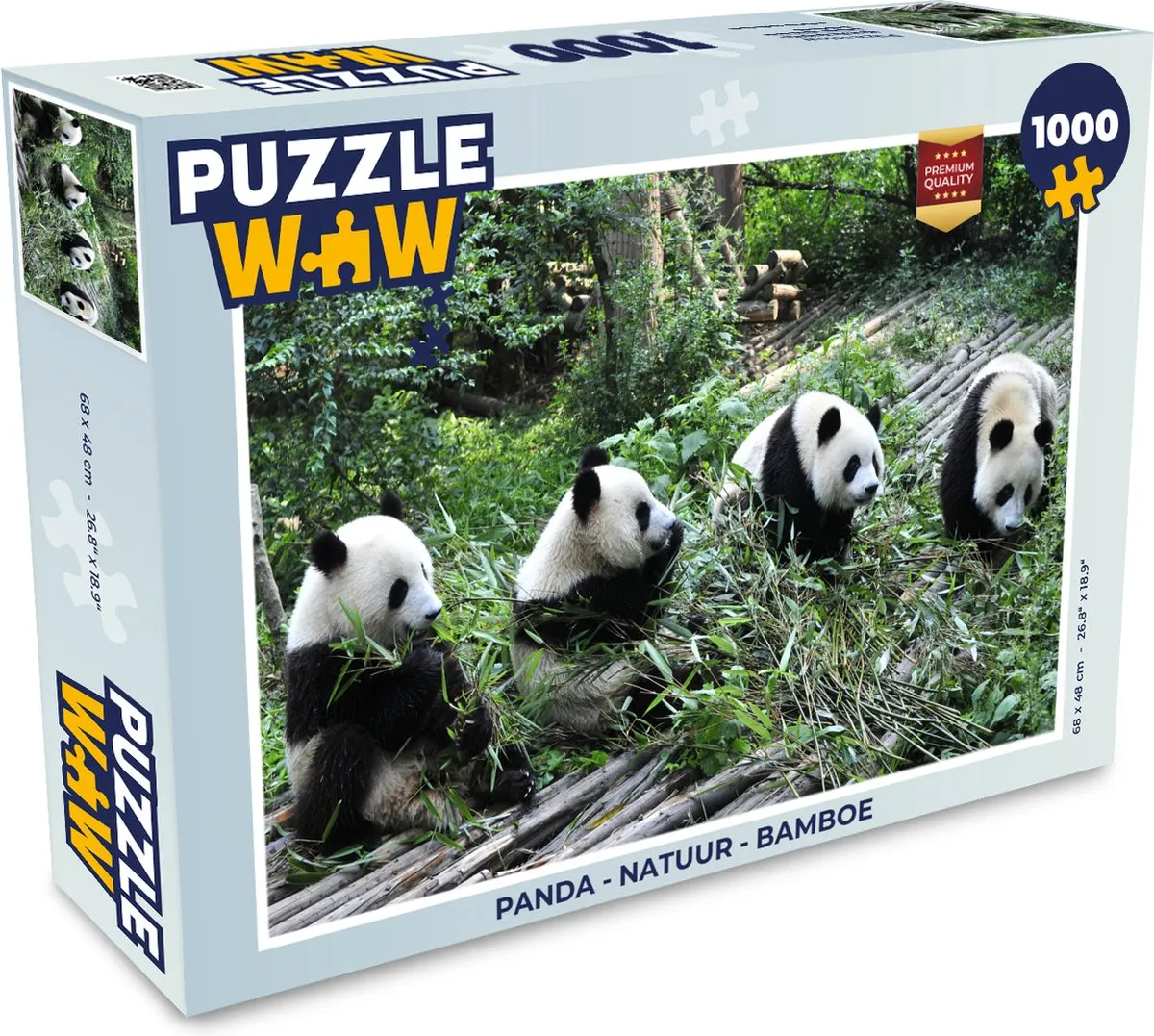 PuzzleWow Puzzel Panda Natuur Bamboe - 1000 Stuks - Multicolor
