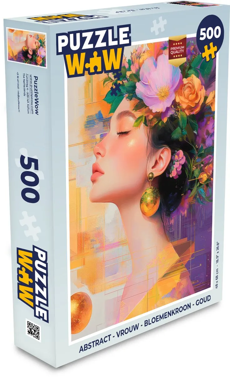 PuzzleWow Abstract Vrouw Bloemenkroon Legpuzzel 500 Stuks - 8721374599946