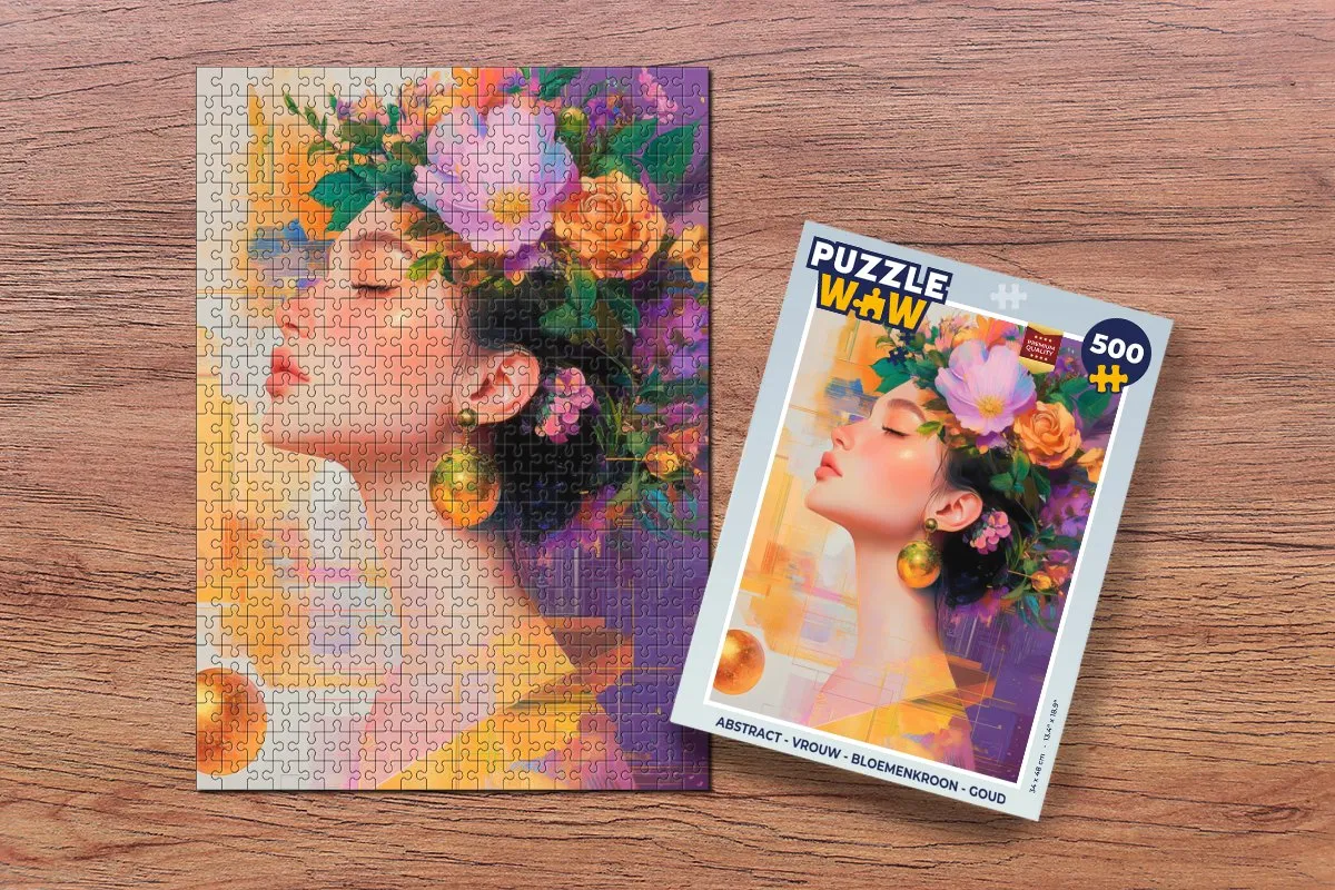 PuzzleWow Abstract Vrouw Bloemenkroon Legpuzzel 500 Stuks - 8721374599946