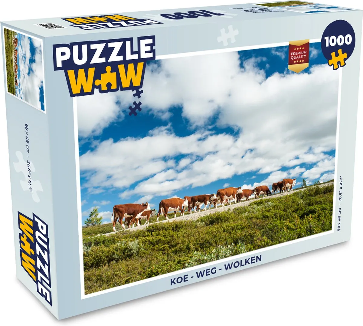PuzzleWow Koe Weg Wolken Legpuzzel 1000 Stuks - Multicolor