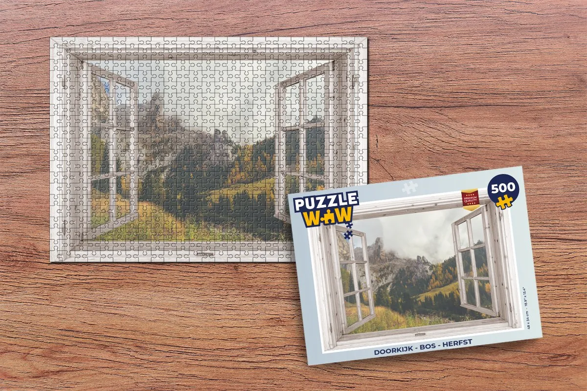 PuzzleWow Doorkijk Bos Herfst Legpuzzel 500 Stuks - Multicolor