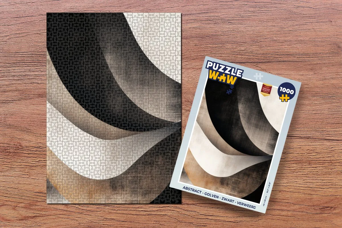 PuzzleWow Abstract Golven Legpuzzel 1000 Stuks - Zwart