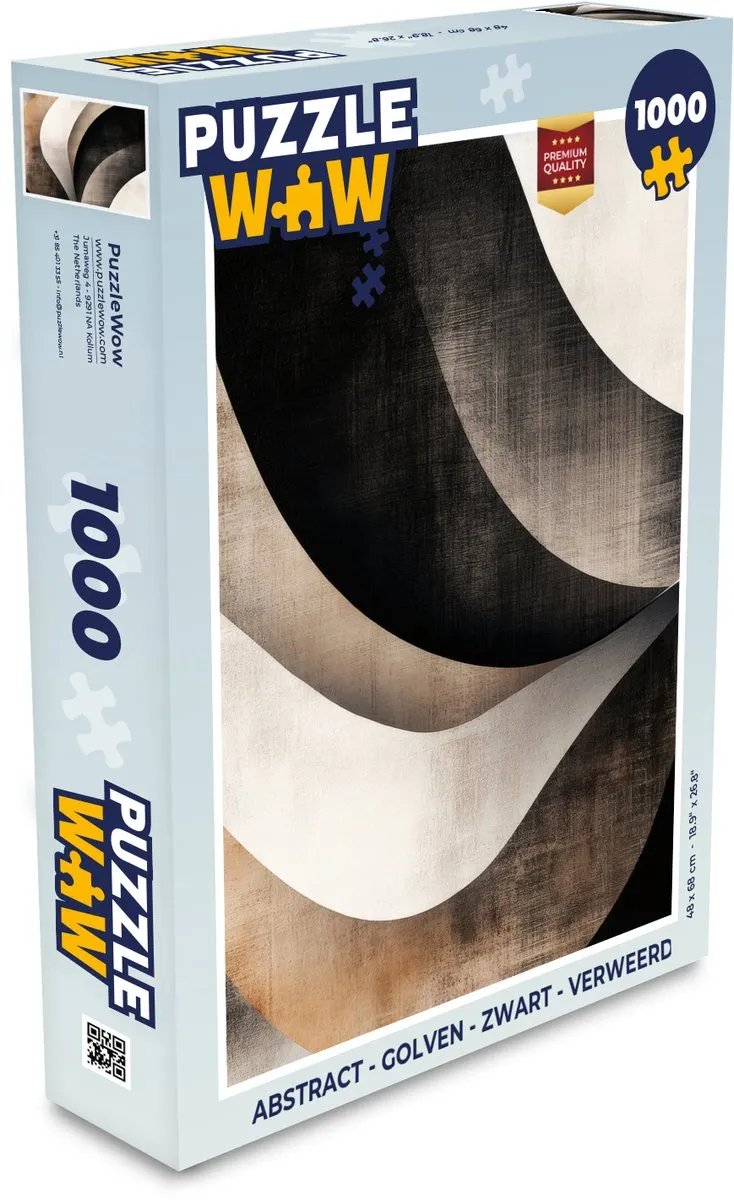 PuzzleWow Abstract Golven Legpuzzel 1000 Stuks - Zwart